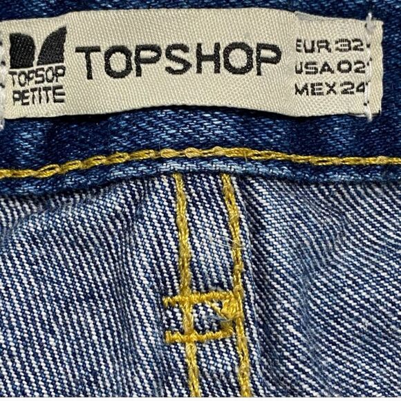 Topshop Distressed Dark Wash Five Pocket Denim Shorts Women Size 2 - Picture 4 of 7
